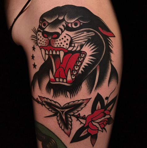 Austin Maples Idle Hand Tattoo panther old school